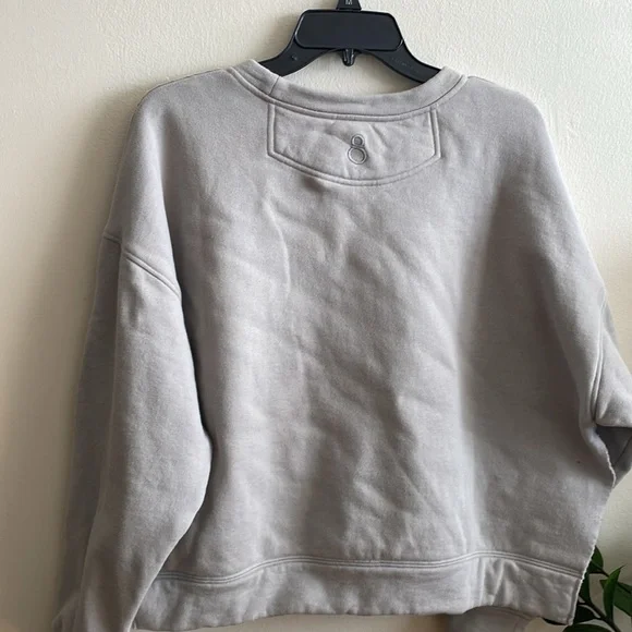 Lafayette 148 NY Medford crew neck sweatshirt gray sage crop cotton luxury large - Picture 10 of 10